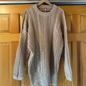 Free People Crewneck Sweater Dress/Tunic with subtle gold foil